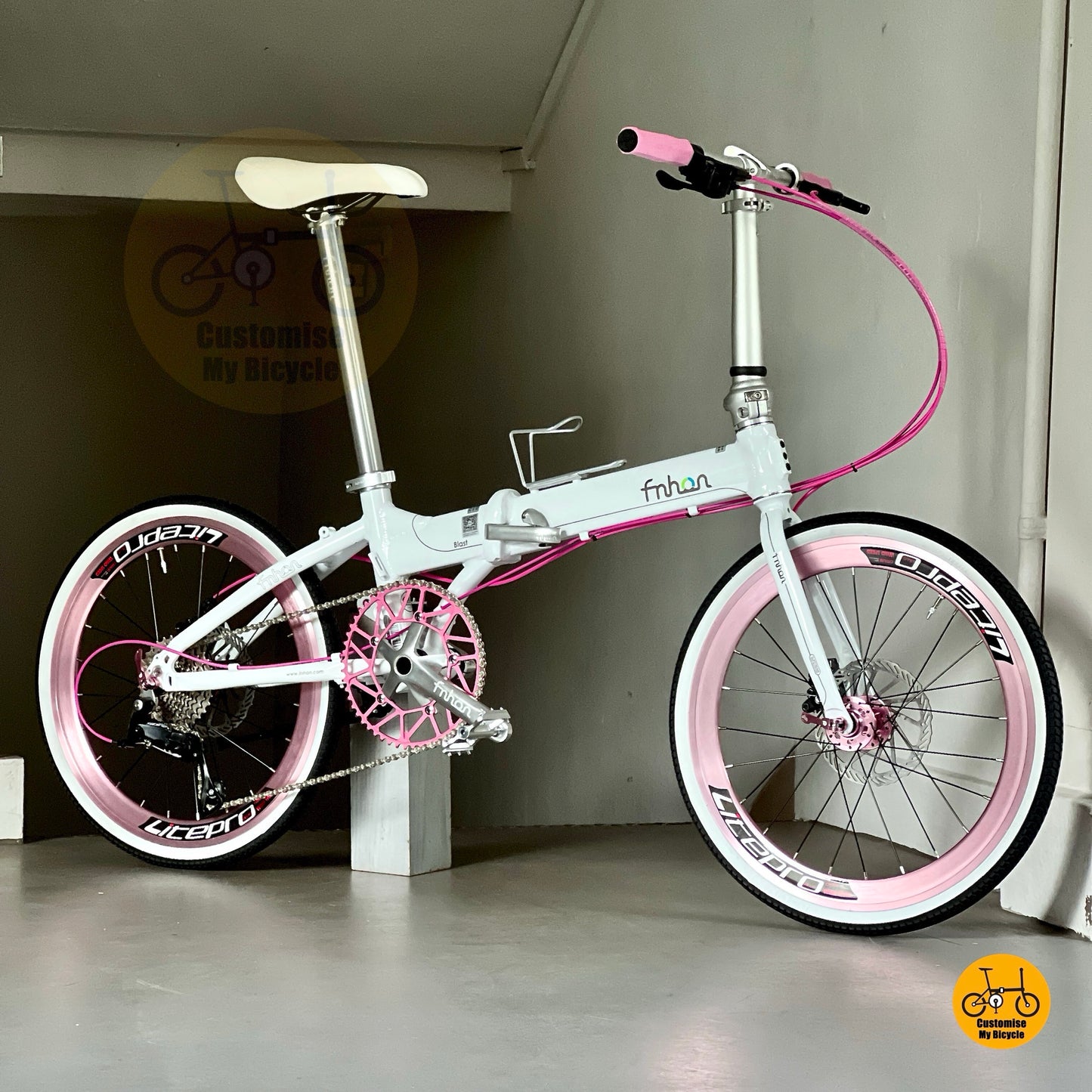 风行Kad2018 22寸雪白粉色折叠车 Shimano 禧玛诺9速 折叠单车自行车