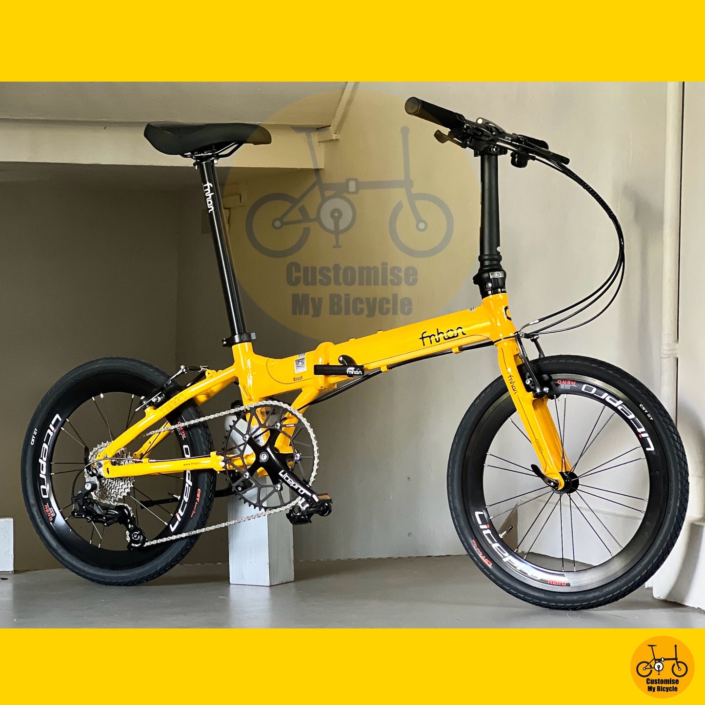 Customisable folding bicycle with aero rims