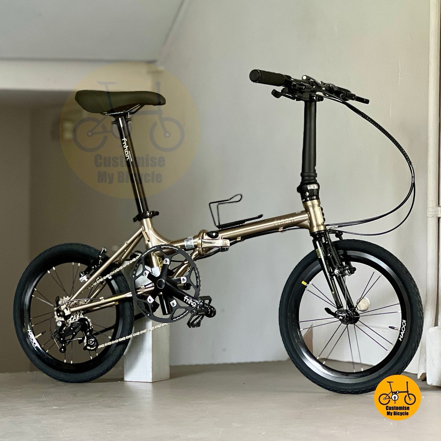 风行钢架蚂蚁腿 Gale 18寸或称16寸349折叠车钛金色配备顺泰 Sensah 五速 349 轮组 轻巧好折叠