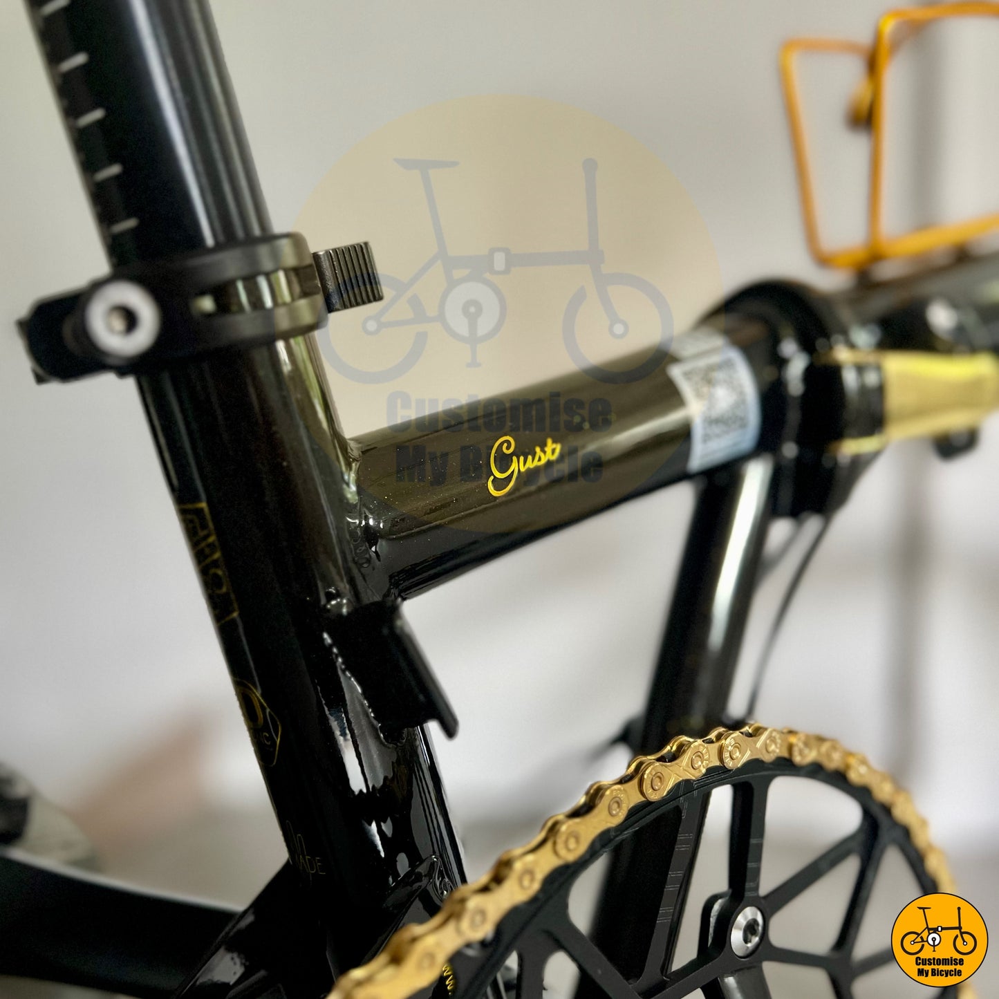 Fnhon Gust 22-Inci β Basikal Lipat Bergaya dengan Rangka Hitam Emas & Roda Sporty