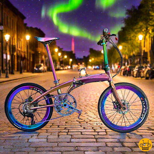 Crius Velocity 22-inch Folding Bike – Full Oil Slick Frame with Aurora Gradient
