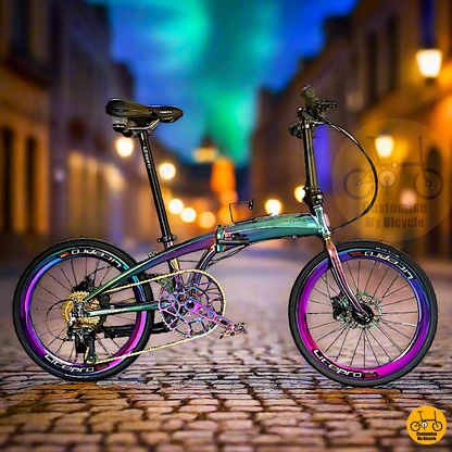 Crius Velocity 22-inch Folding Bike – Oil Slick Frame with Aurora Finish
