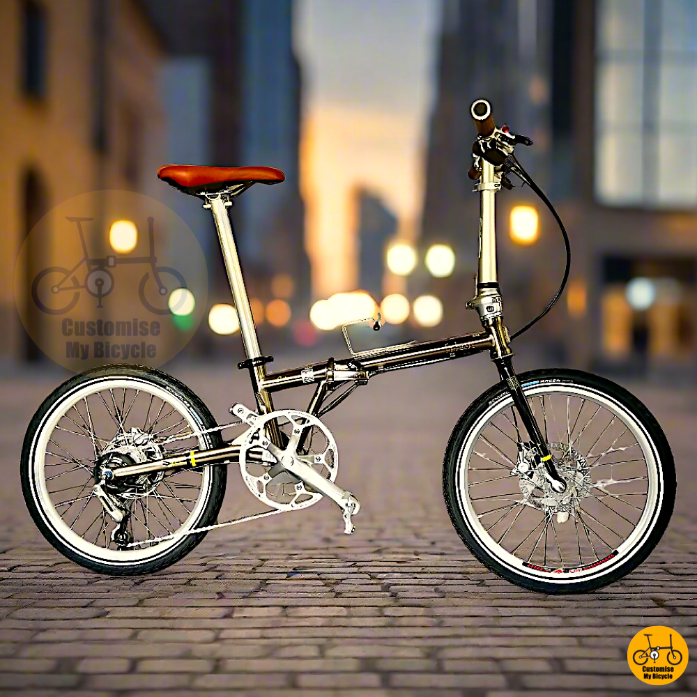Fnhon Gust 20-inch Folding Bike – Titanium Gold Frame with Shimano Alfine 8-Speed
