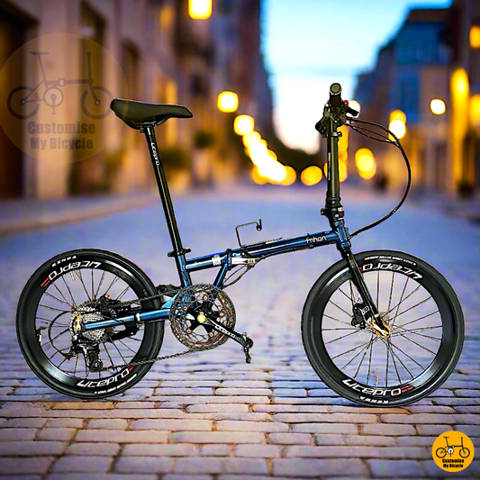 Fnhon Gust 22-inch Folding Bike – Deep Sea Blue Frame & Low Profile Design
