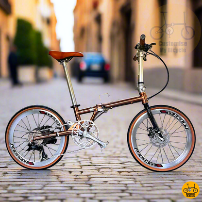 Fnhon Gust 20-inch Foldable Bicycle – Classic Brown Saddle & Litepro Parts
