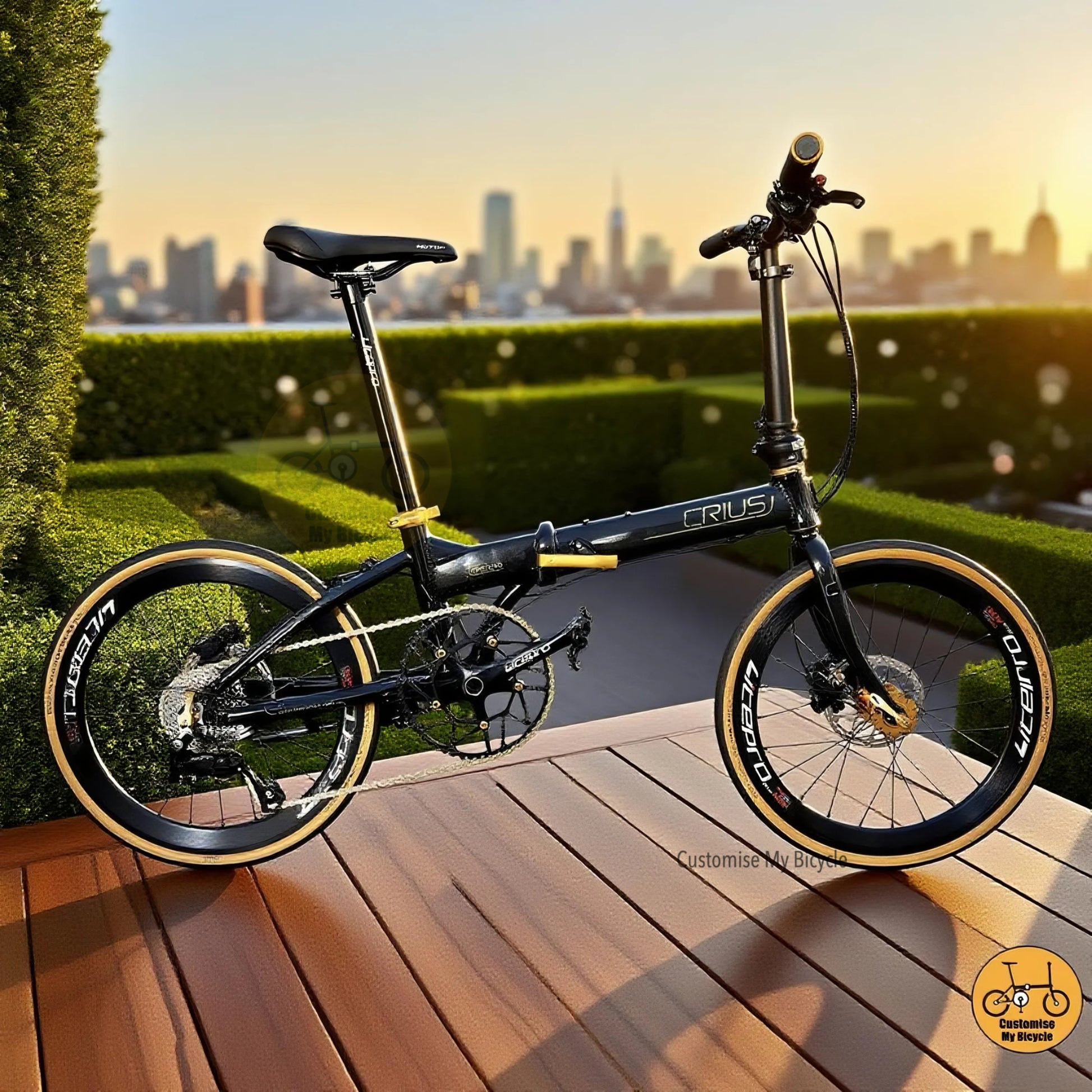 Crius Master 22-Inch Folding Bike – Black Gold Frame for a Sleek & Stylish Ride
