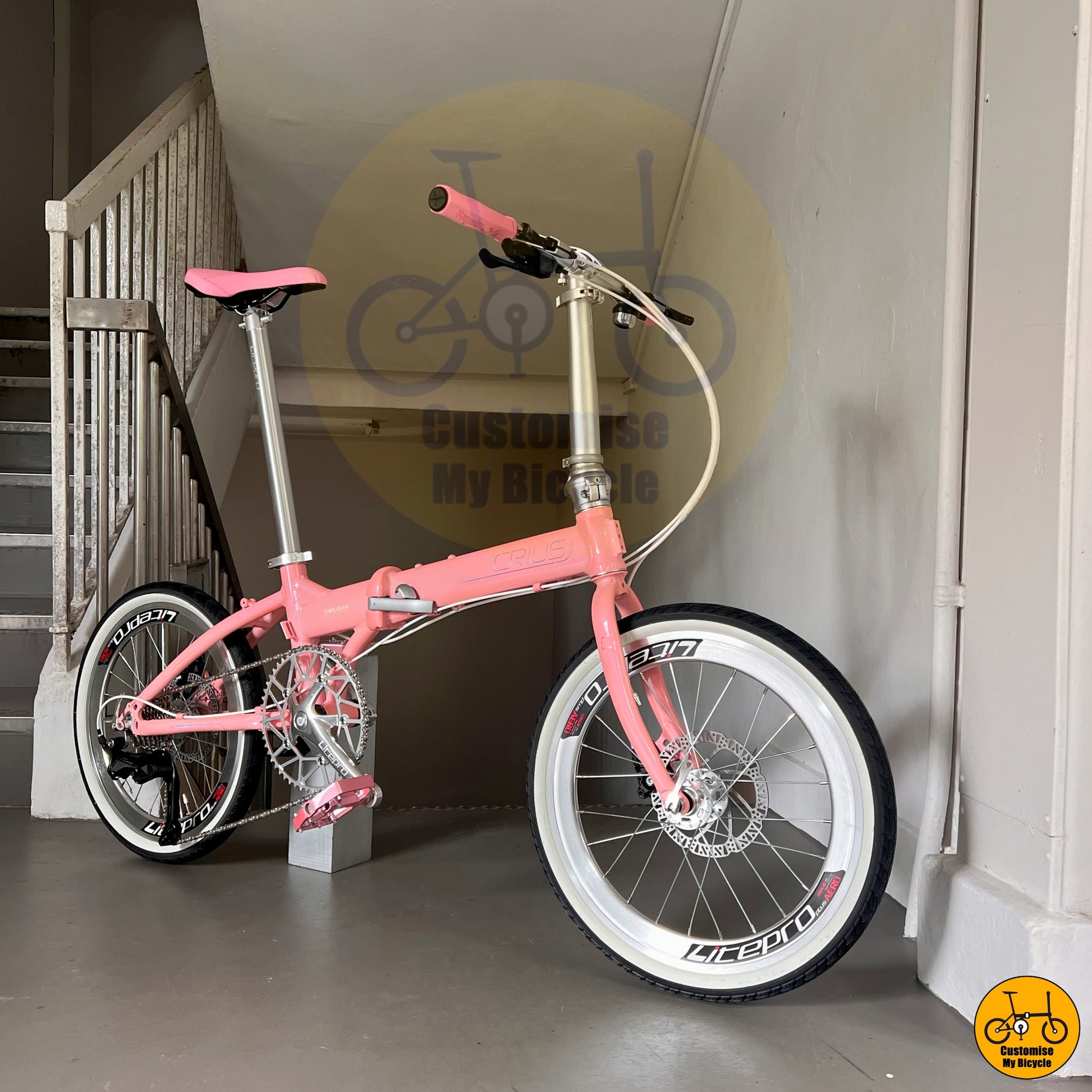 Baby Pink Crius Master 22-Inch Foldable Bicycle – Lightweight, Cute & Compact
