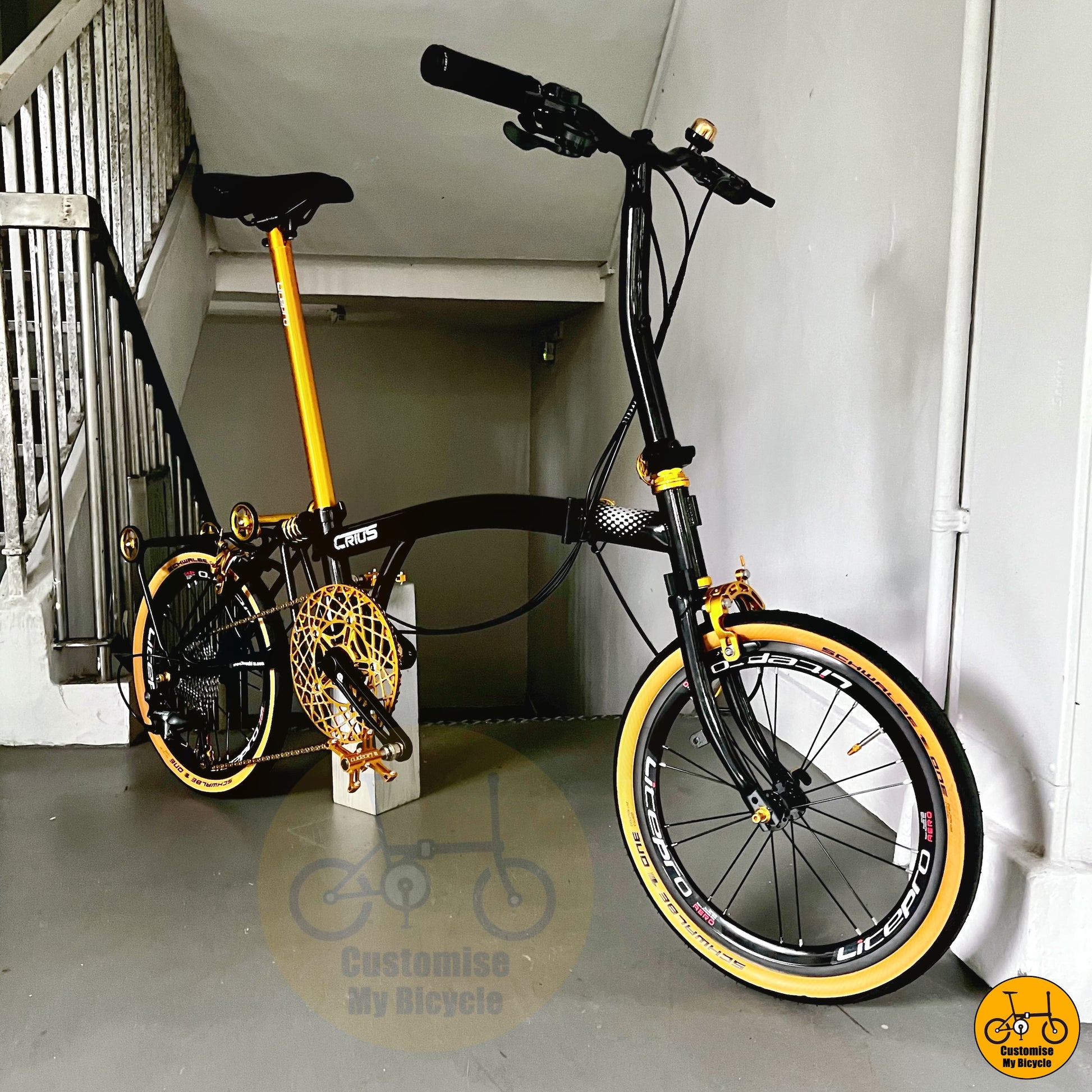 Crius Trifold 18-inch Foldable Bicycle – Compact 16” 349 with Ezywheels
