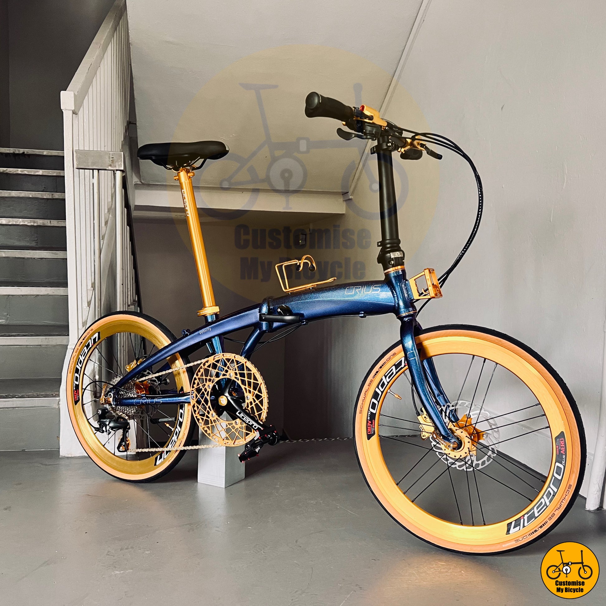 Lightweight & Stylish Foldie – Chameleon Blue Frame & Gold Accents

