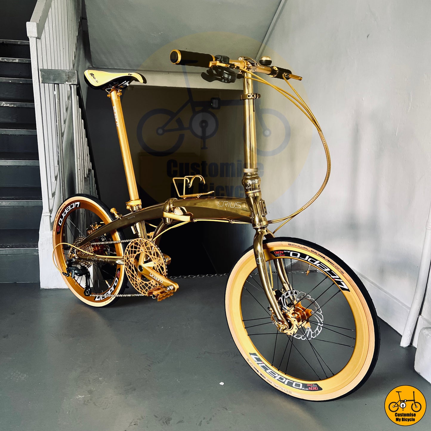Gold Finger Edition: High-Performance Crius Velocity 22-inch Folding Bicycle
