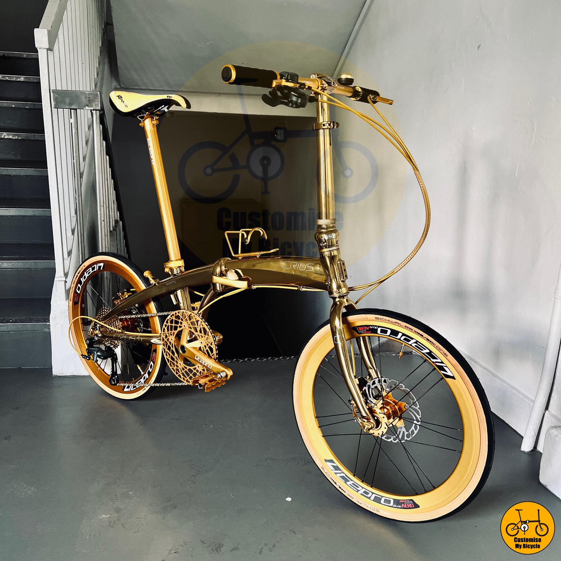 Gold Finger Edition: High-Performance Crius Velocity 22-inch Folding Bicycle
