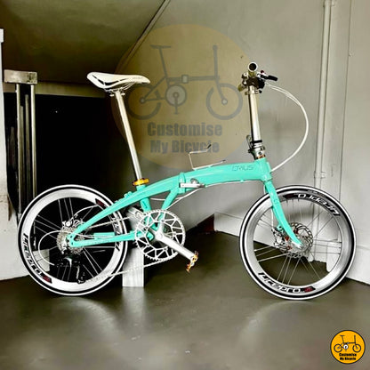 PCN-ready Crius Velocity 22-inch Folding Bike with vibrant green frame
