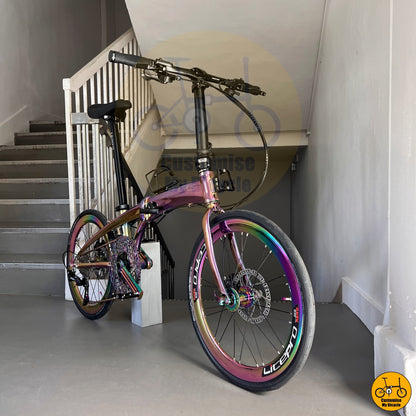Crius Velocity 22-inch Folding Bike – High-Speed Performance with a Stunning Rainbow Finish
