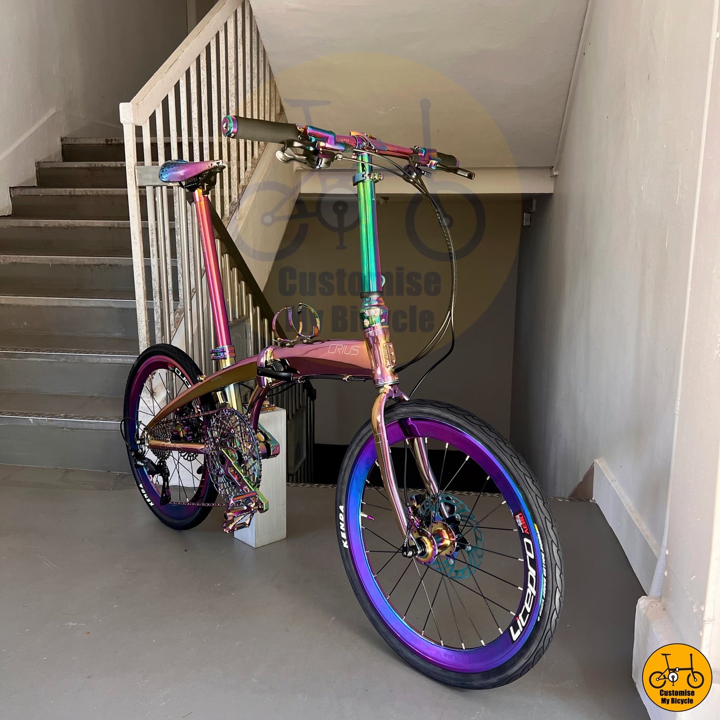 Crius Velocity 22-inch Folding Bike – Gradient Oil Slick Design for Ultimate Style
