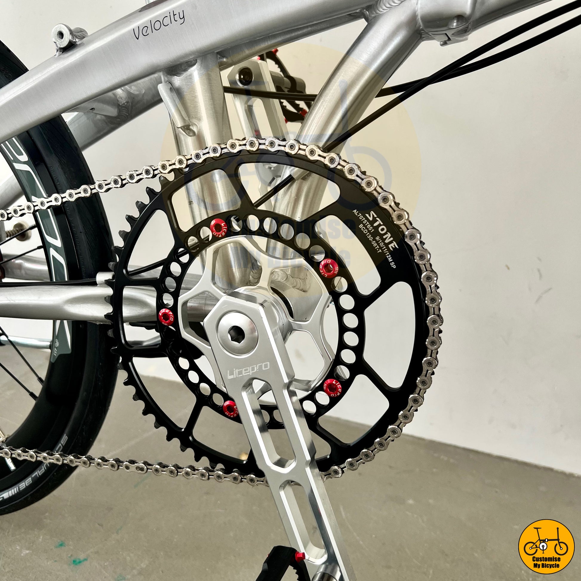 Crius Velocity 22-inch Foldable Bicycle – Lightweight and Sleek with Stone Oval Chainring
