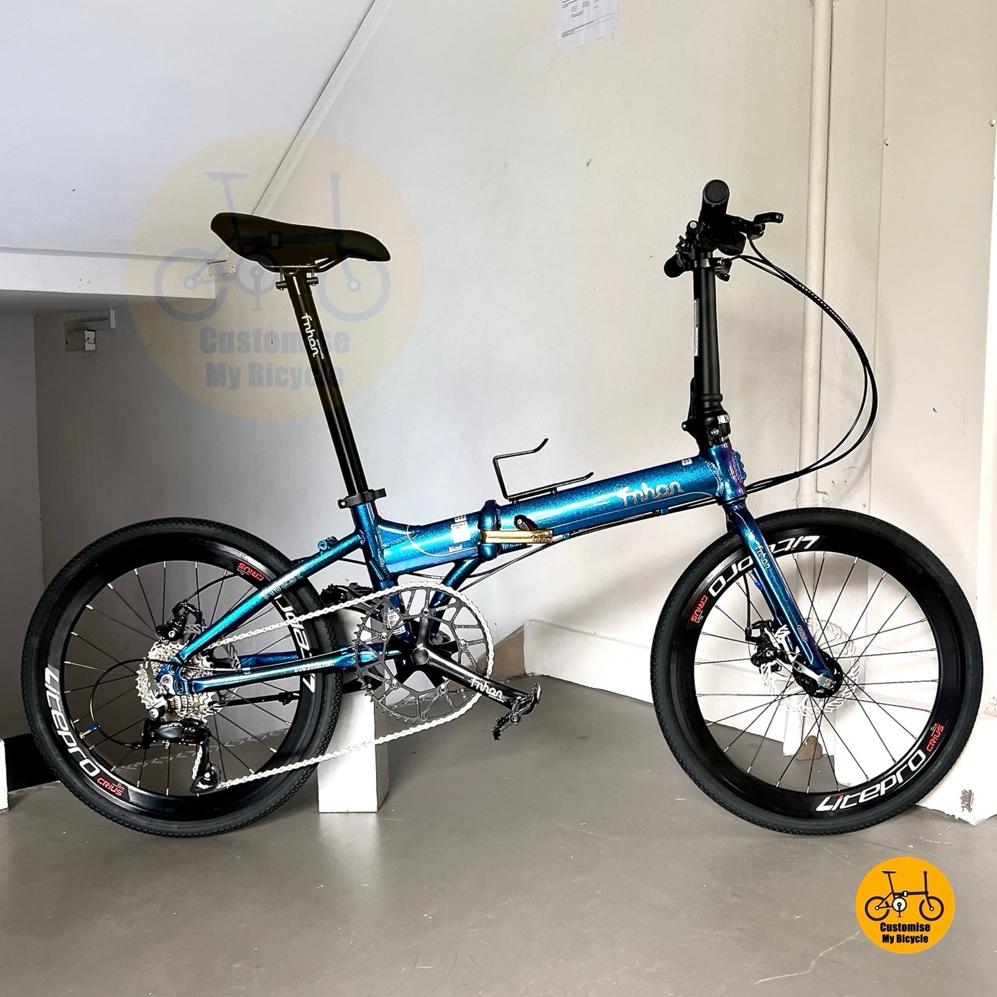 Basikal Lipat Fnhon Blast 22 Inci Biru Chameleon Shimano 9 Kelajuan Basikal Ringan Untuk Bandar
