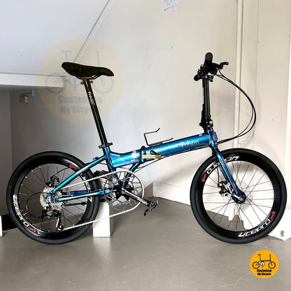Basikal Lipat Fnhon Blast 22 Inci Biru Chameleon Shimano 9 Kelajuan Basikal Ringan Untuk Bandar
