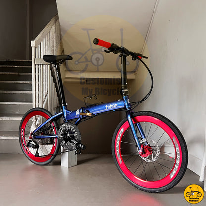 Chameleon Blue & Red Fnhon Blast 22-Inch Folding Bike – A Unique Colourway for Cyclists
