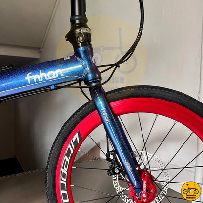Chameleon Blue Fnhon Blast 22-Inch Foldable Bicycle – Sleek, Stylish & Lightweight
