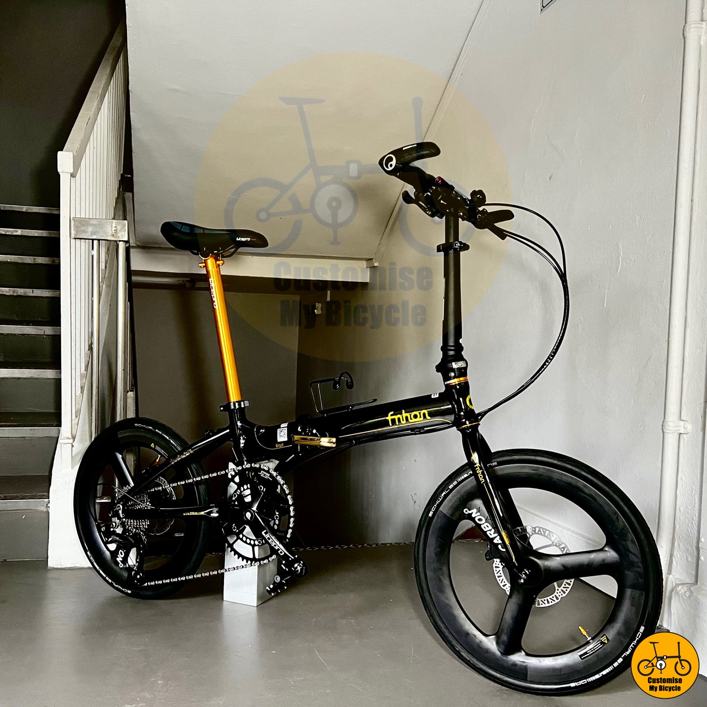 Compact & Stylish Fnhon Blast 20” Black Gold City Folding Bicycle Dahon Tern Compatible