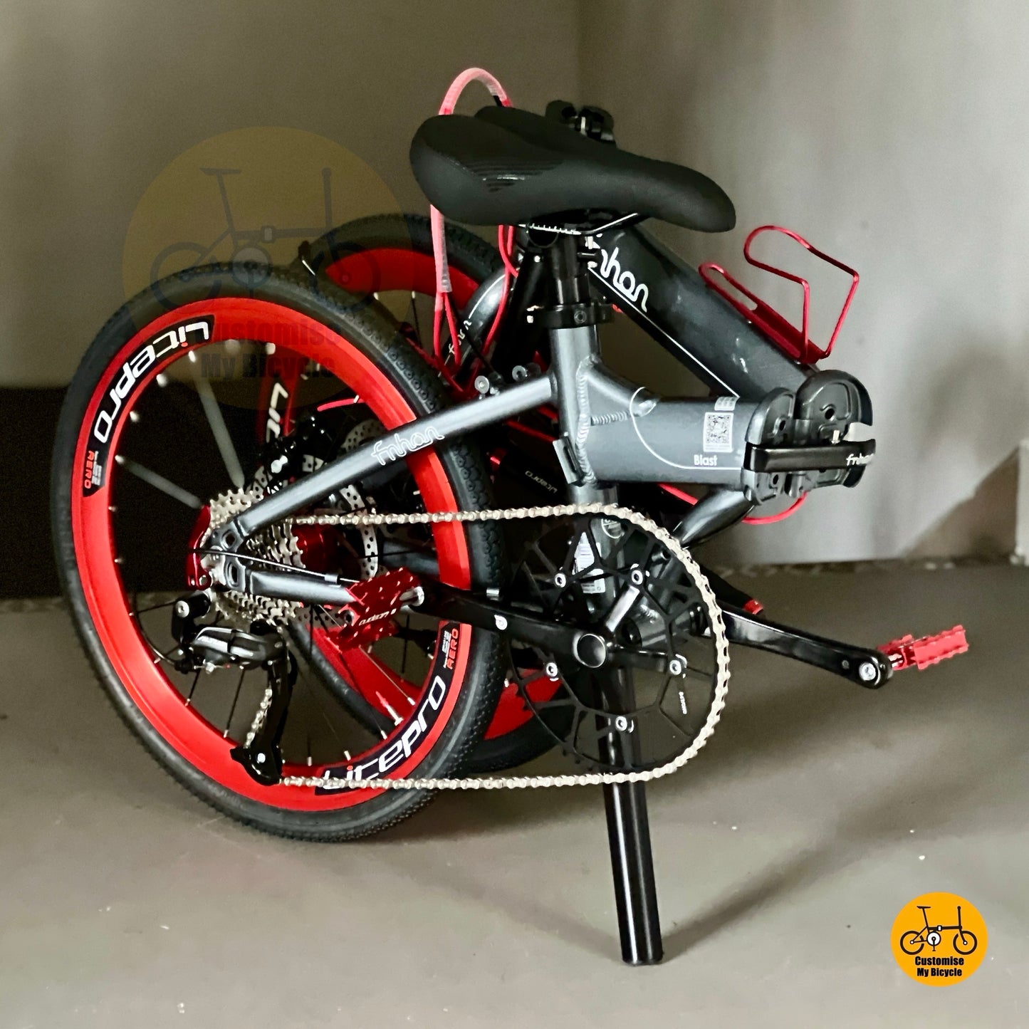 Fnhon Blast Dolphin Grey folding bike with Litepro high profile wheels  
