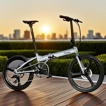 Fnhon Blast 22 Inch Folding Bike Battleship Grey Shimano 9 Gears Carbon Wheels Lightweight Design
