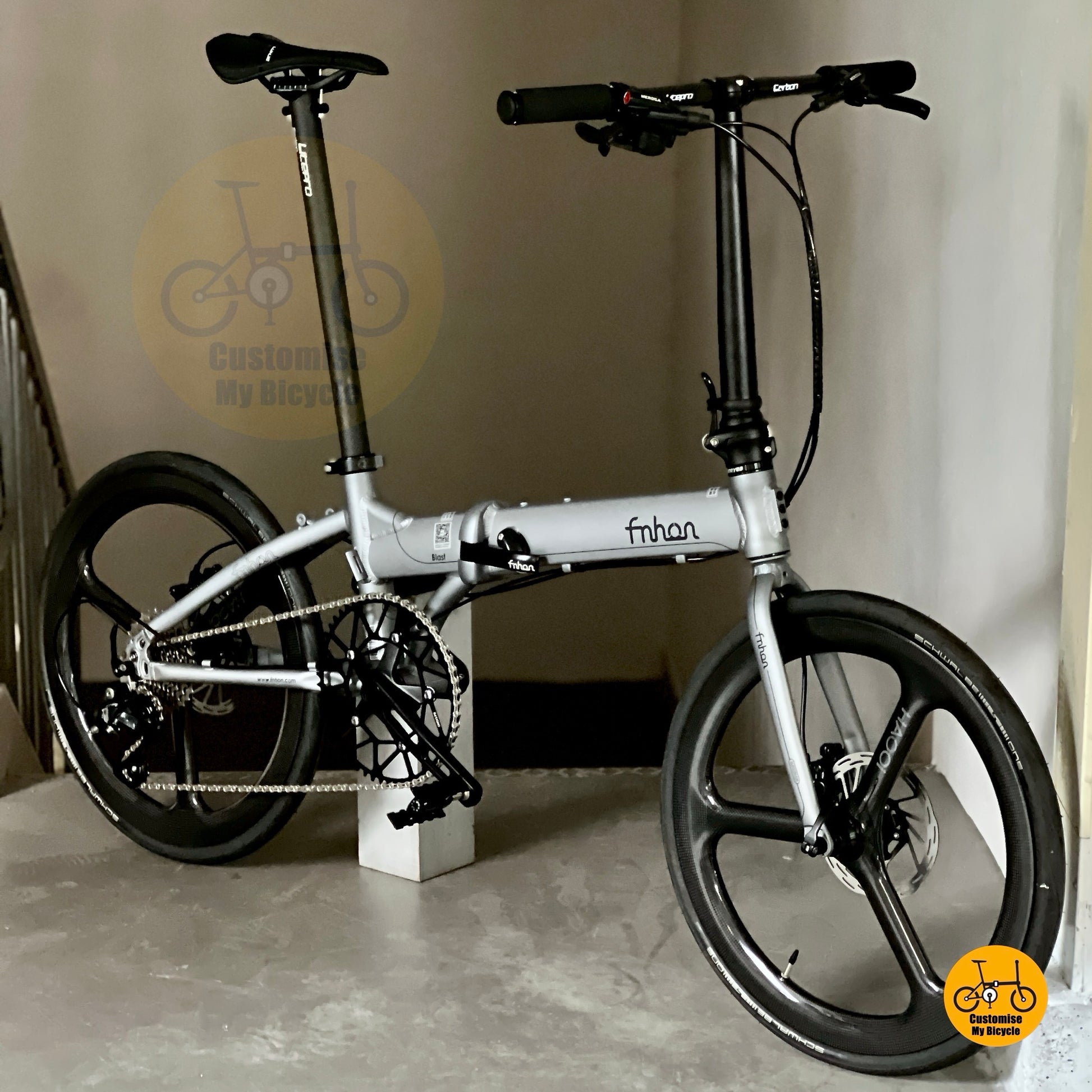 Fnhon Blast Folding Bicycle 22 Inch Shimano 9 Speed With Carbon Trispokes Wheels
