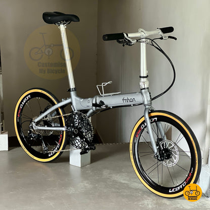 Folding bike Fnhon Blast 22 inch angled front view Battleship Grey compact commuter bicycle
