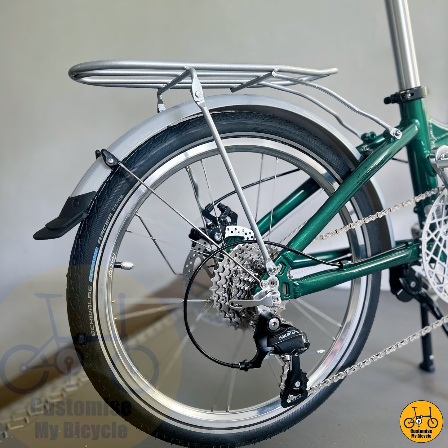 Rear rack on Fnhon Blast 22-Inch Foldable Bike – British Green Frame & Compact, Stylish Design
