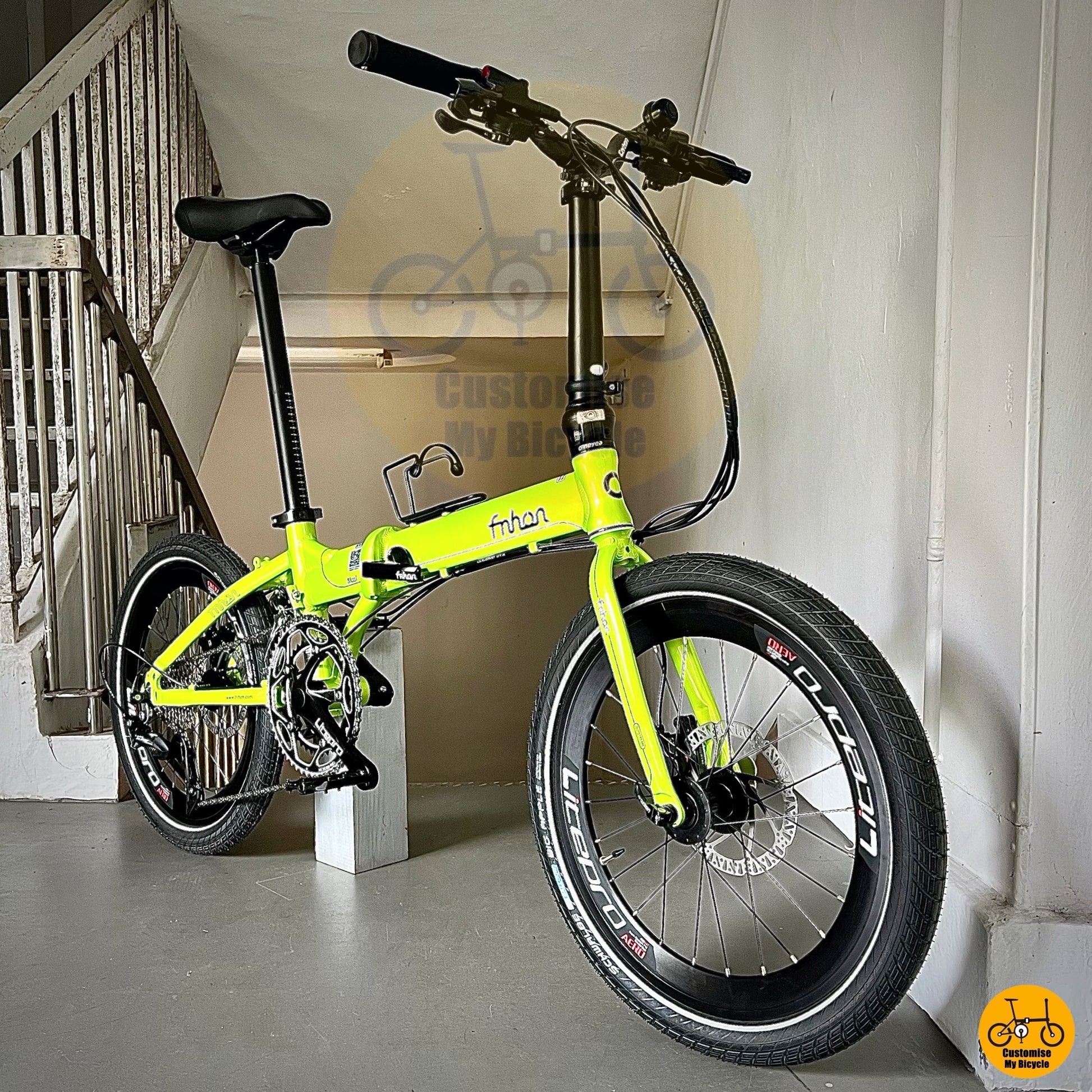 Fnhon Blast 20-inch – Basikal Lipat Warna Hijau Epal dengan Shimano 105
