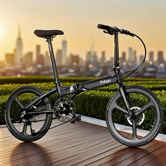 Fnhon Blast 22 Inch Matte Black Folding Bike With Shimano 9 Gears And Carbon Wheelset
