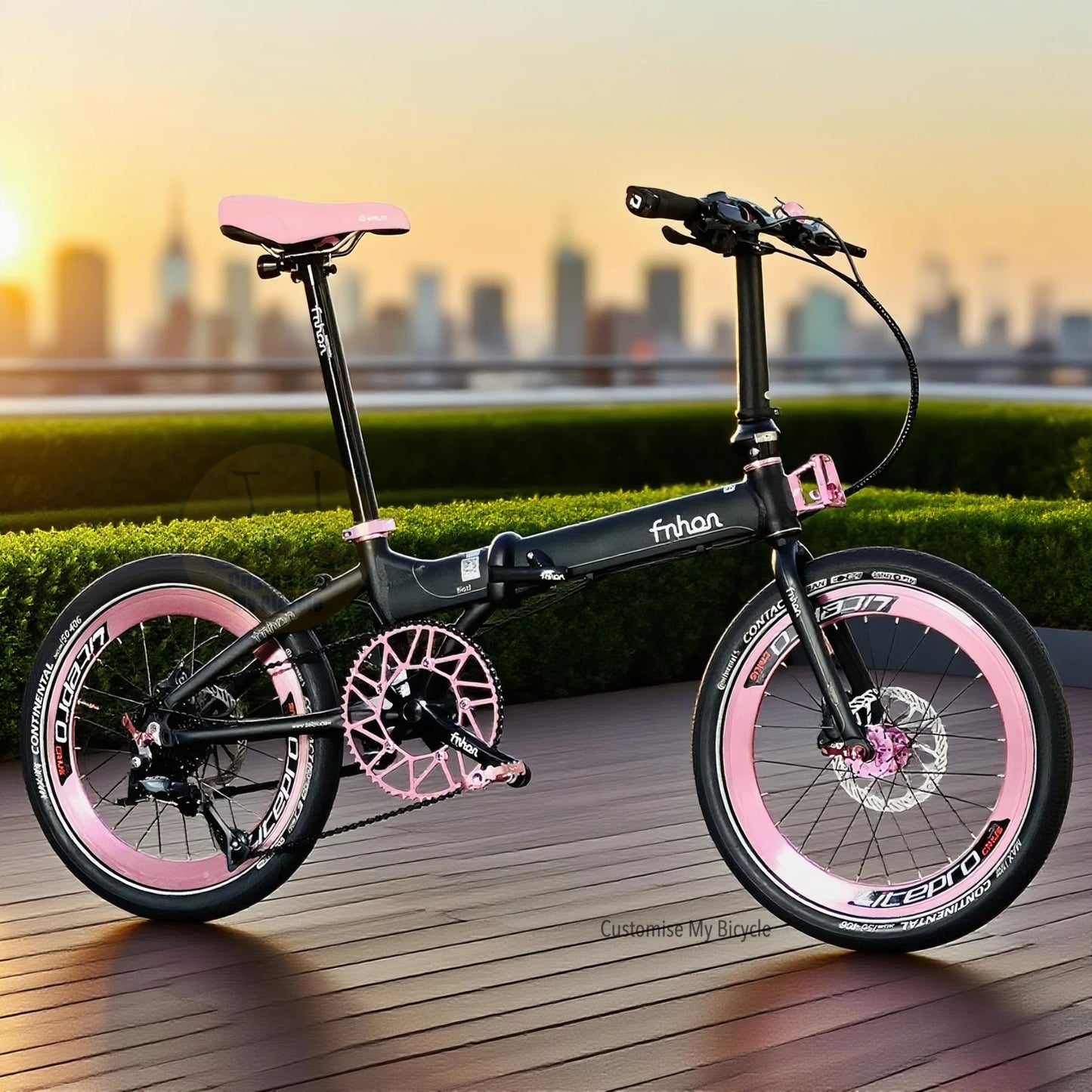 Fnhon Blast 20 Inch Matte Black Shimano 9 Gears Folding Bike Lightweight Aluminium Foldable Bicycle With Hydraulic Disc Brake Continental Contact Urban Tyres
