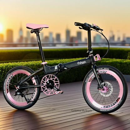 Fnhon Blast 20 Inch Matte Black Shimano 9 Gears Folding Bike Lightweight Aluminium Foldable Bicycle With Hydraulic Disc Brake Continental Contact Urban Tyres
