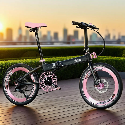 Fnhon Blast 20 Inch Matte Black Shimano 9 Gears Folding Bike Lightweight Aluminium Foldable Bicycle With Hydraulic Disc Brake Continental Contact Urban Tyres
