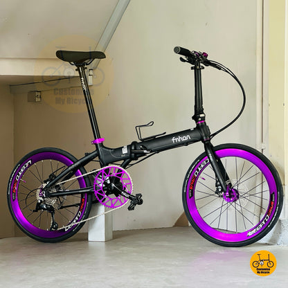 Sepeda Lipat Fnhon Blast 22 Inci Matte Black Shimano 9 Gear Wheelset Litepro Ban Schwalbe One Sepeda Lipat Aluminium Komuter
