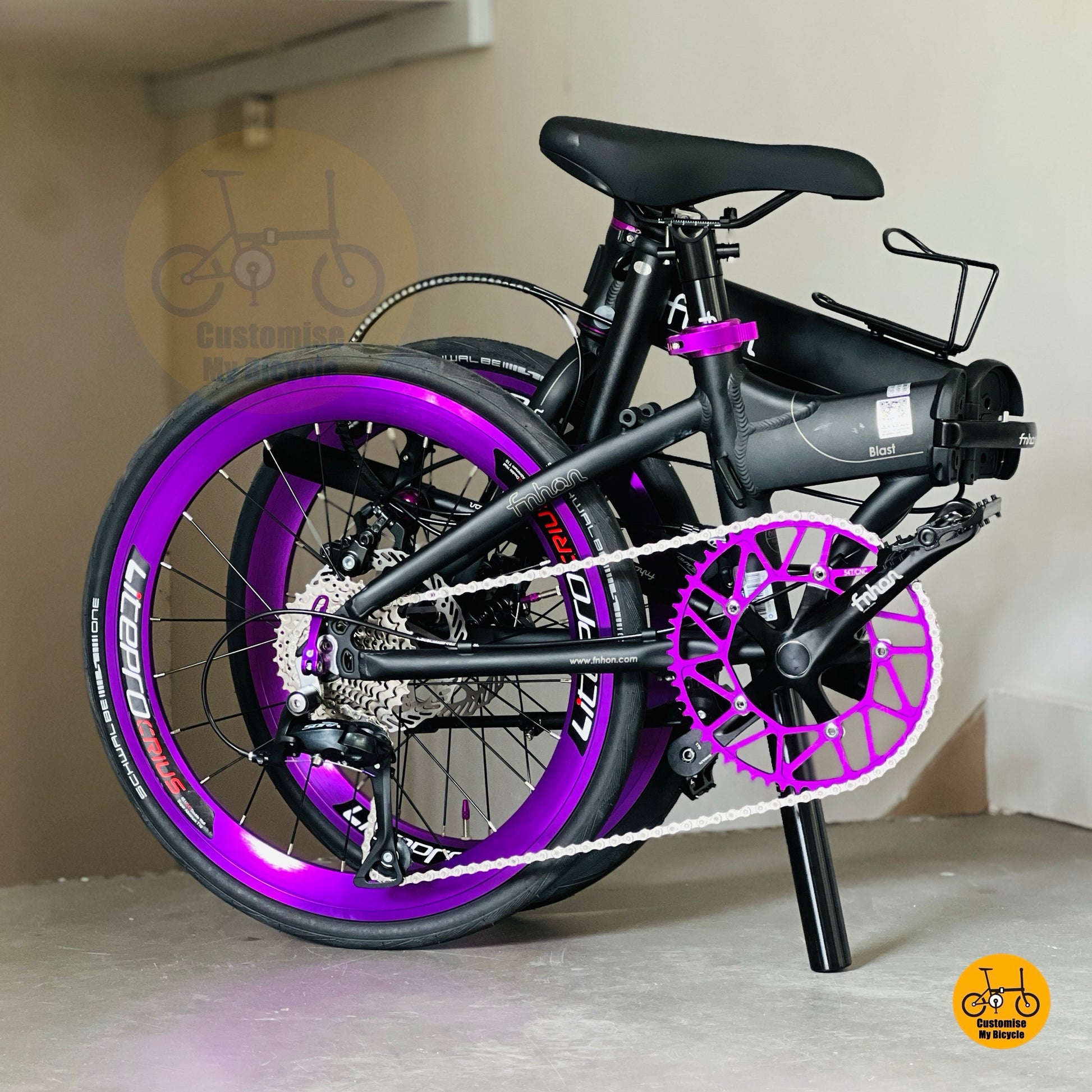 Fnhon Blast 22 Inch Foldable Bicycle Matte Black Shimano 9 Speed Gear Litepro High Profile Wheels Schwalbe One Fast Rolling Tyres Urban Folding Bike
