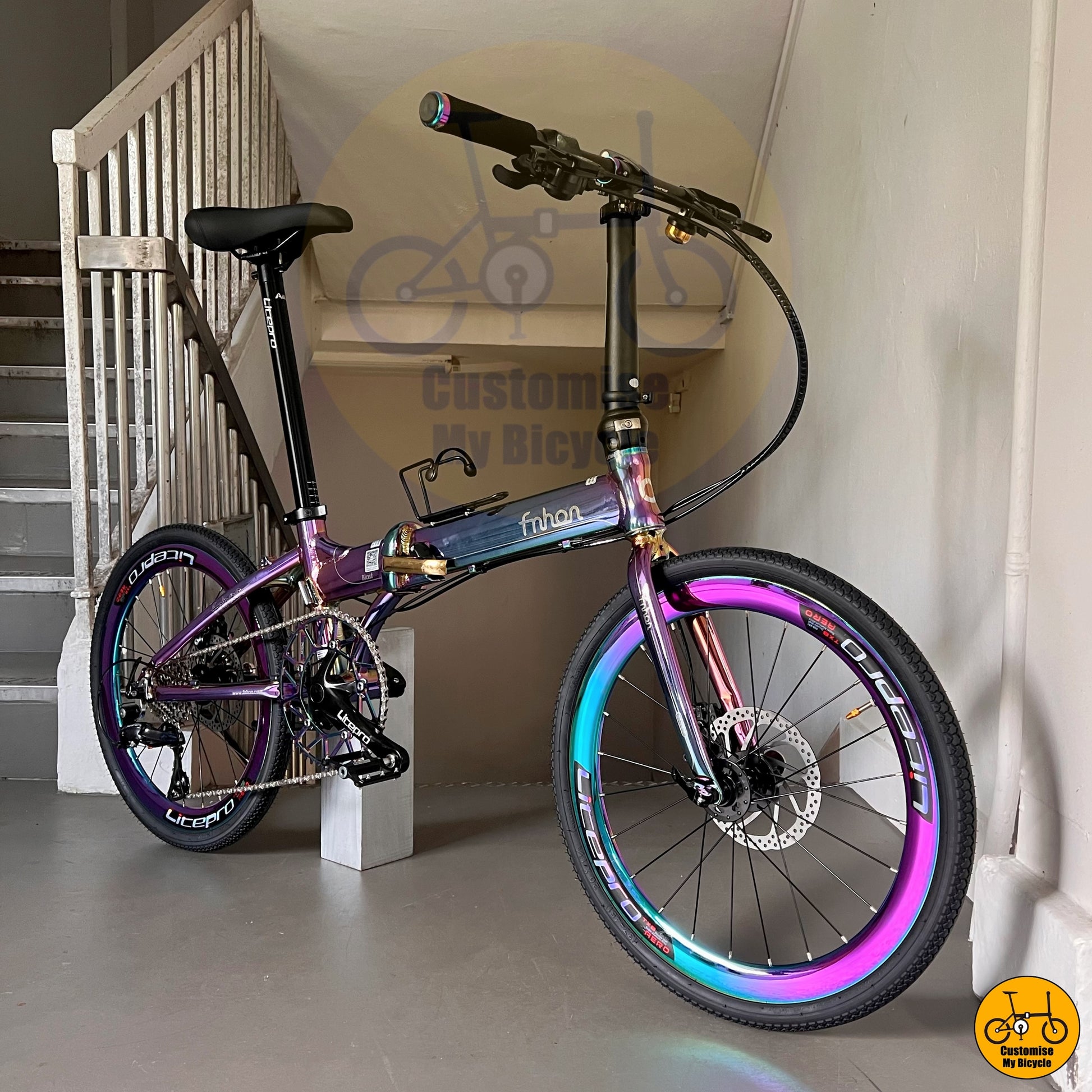 Fnhon Blast 22-Inch Folding Bike – Oil Slick Frame for a Futuristic City Ride
