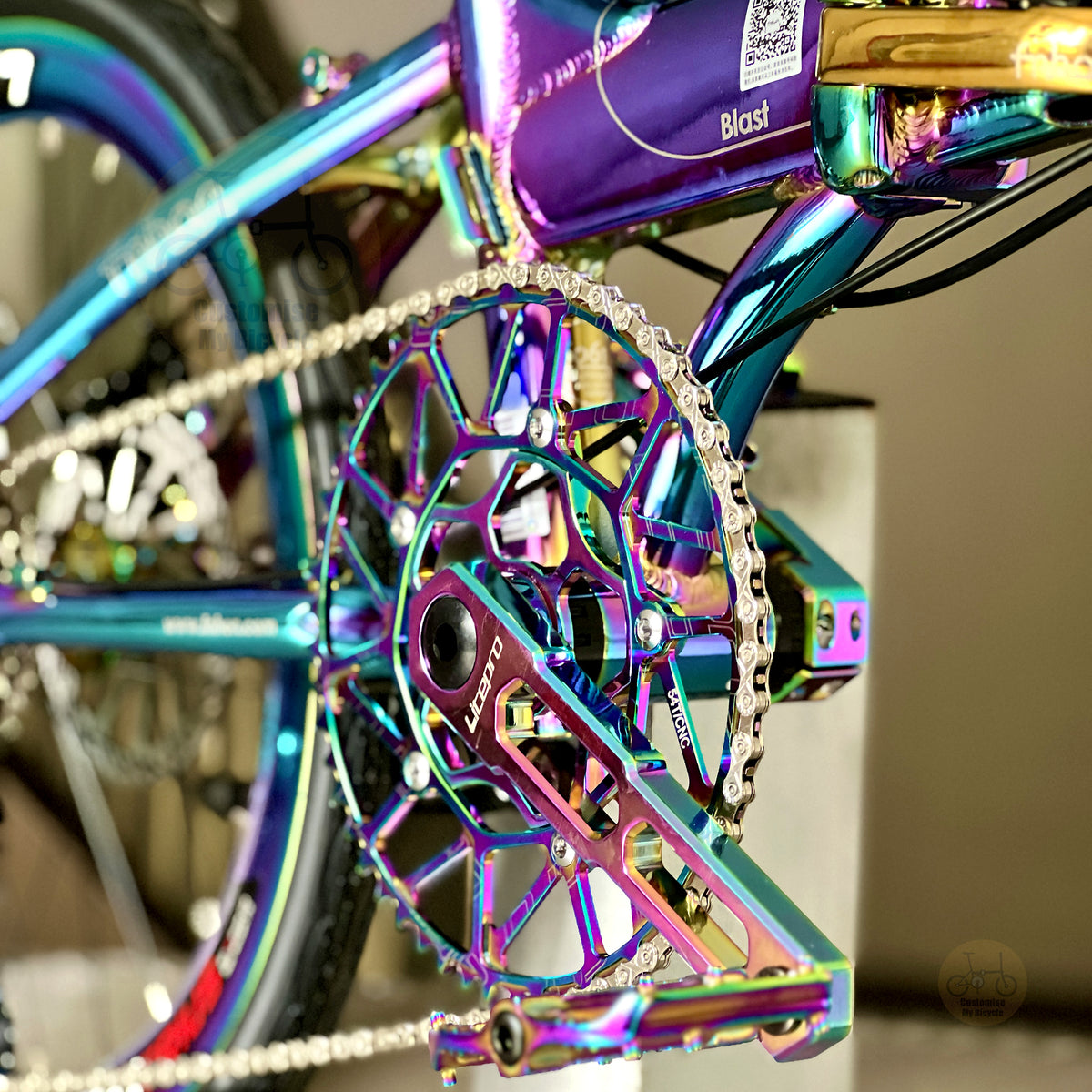 Fnhon 22" Oil Slick foldable bicycle with Shimano 9 gears