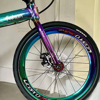 Fnhon 22" Oil Slick foldable bicycle with Shimano 9 gears
