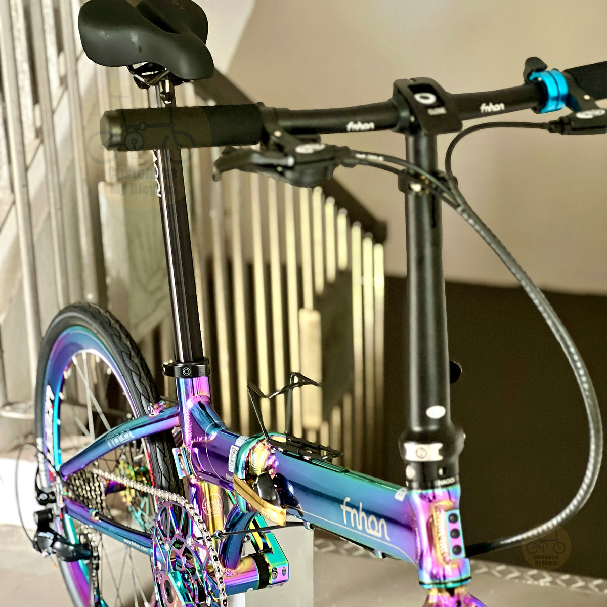 Fnhon 22" Oil Slick foldable bicycle with Shimano 9 gears