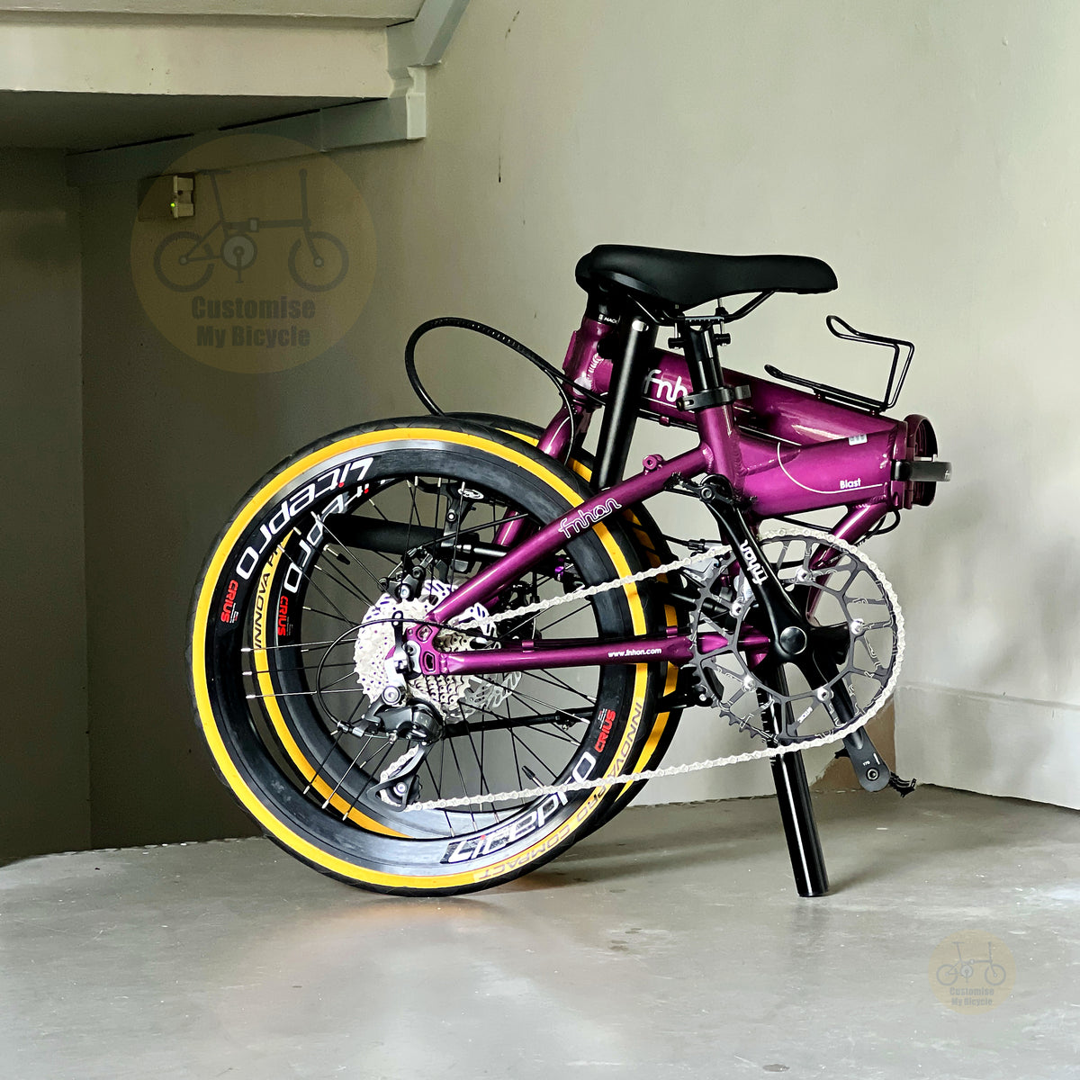 Fnhon Blast 22" Royale Purple folding bike frame material colour detail