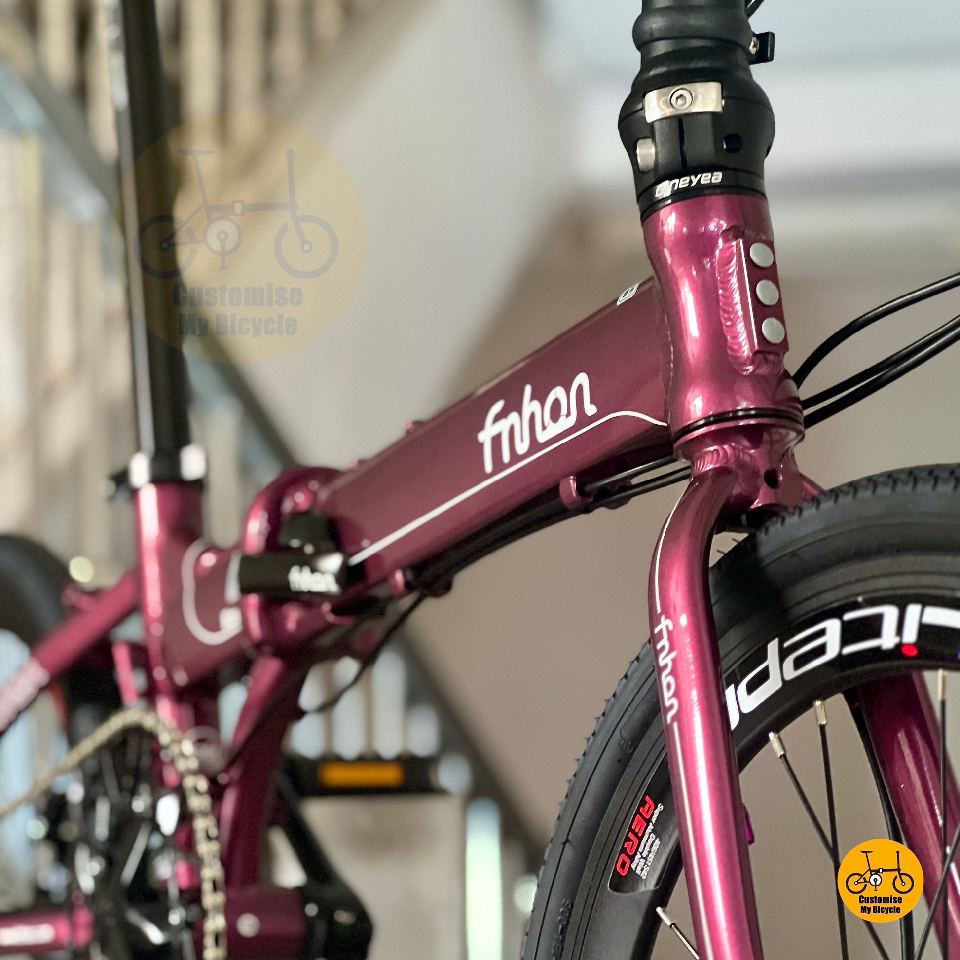 Fnhon Blast 22 inch foldable bike angled front view showing frame details
