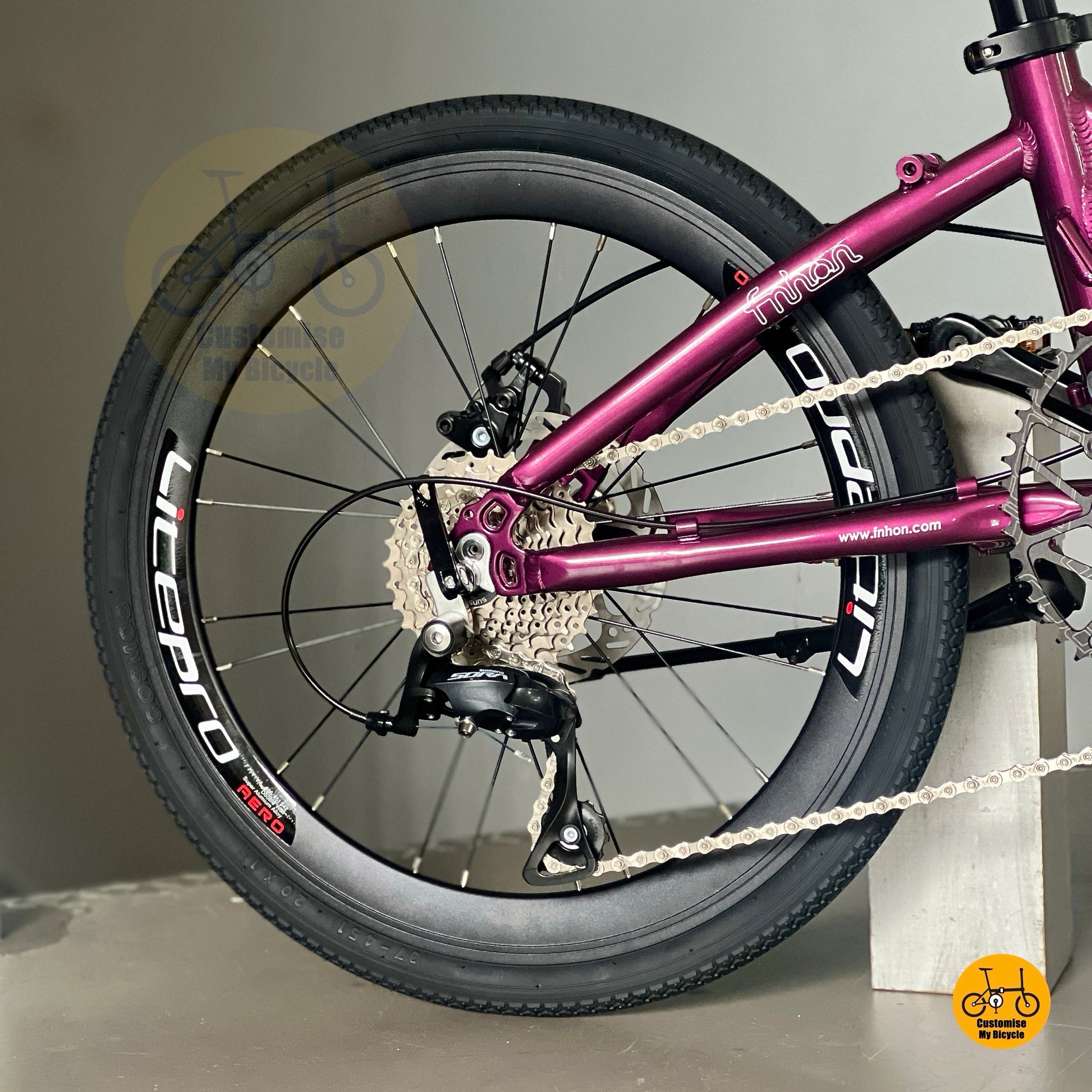 Fnhon Blast 22 inch folding bicycle overall lower front angle view