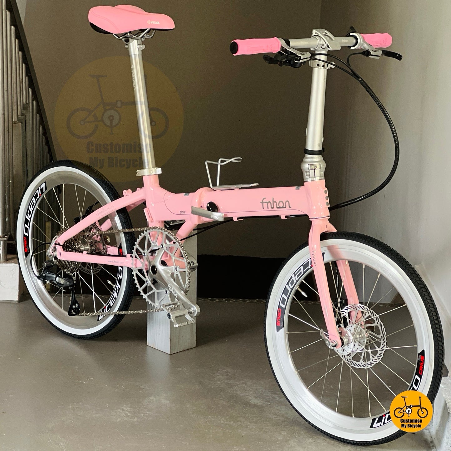 Folding Bike Baby Pink Fnhon Blast 22 Inch Shimano 9 Speed Foldable Bicycle White Wall Tyres Litepro Wheels
