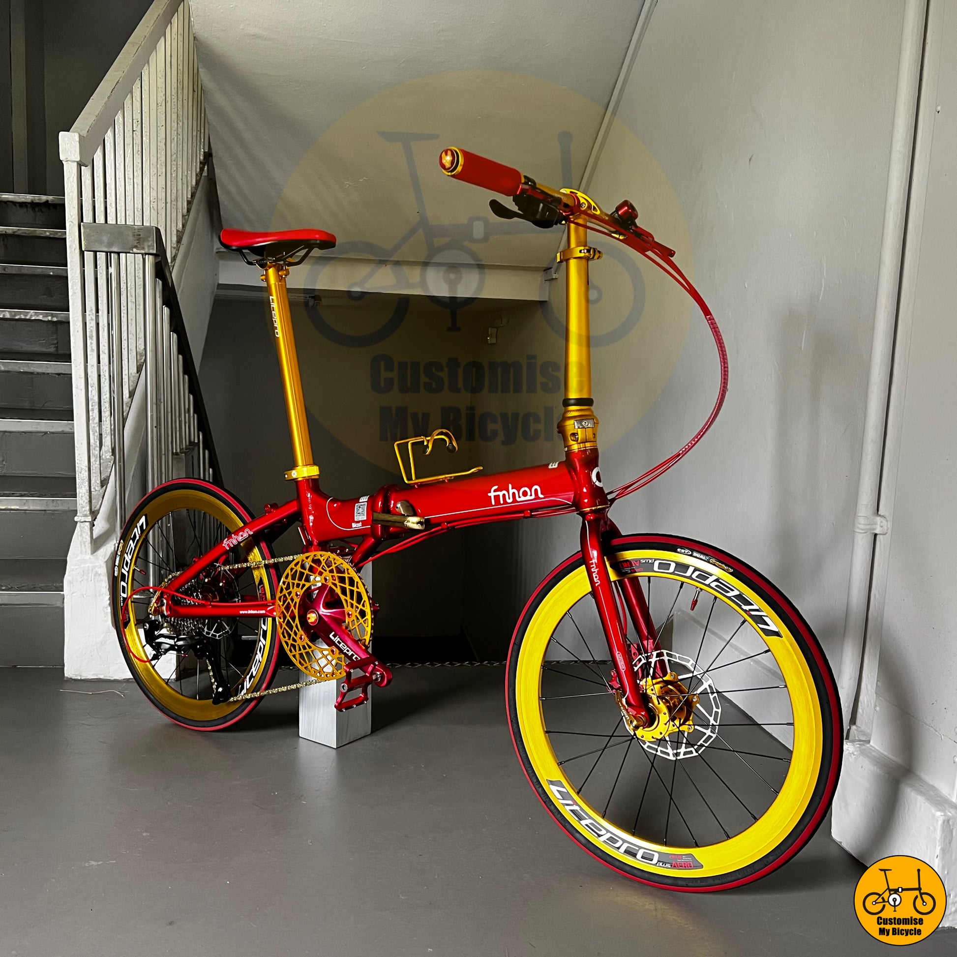 Ruby Red Fnhon Blast 22-Inch Foldable Bicycle – High-Performance City Foldie
