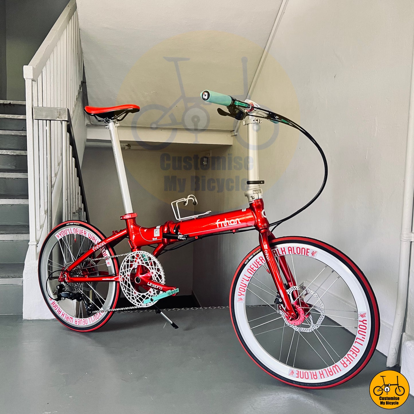 Ruby Red Fnhon Blast 22-Inch Folding Bike – A Bold & Sleek City Commuter
