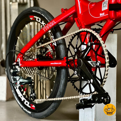 LITEPRO hollowtech crankset and 54t chainring close-up  
