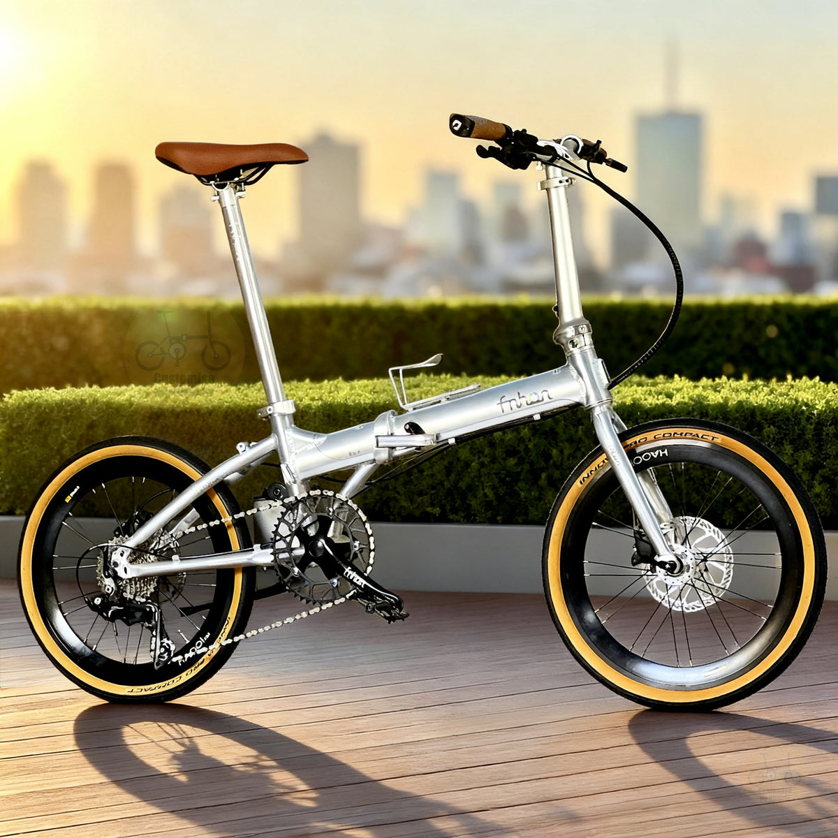 Fnhon Blast 20" Polished Silver lightweight folding bike with Shimano 11 gears 105