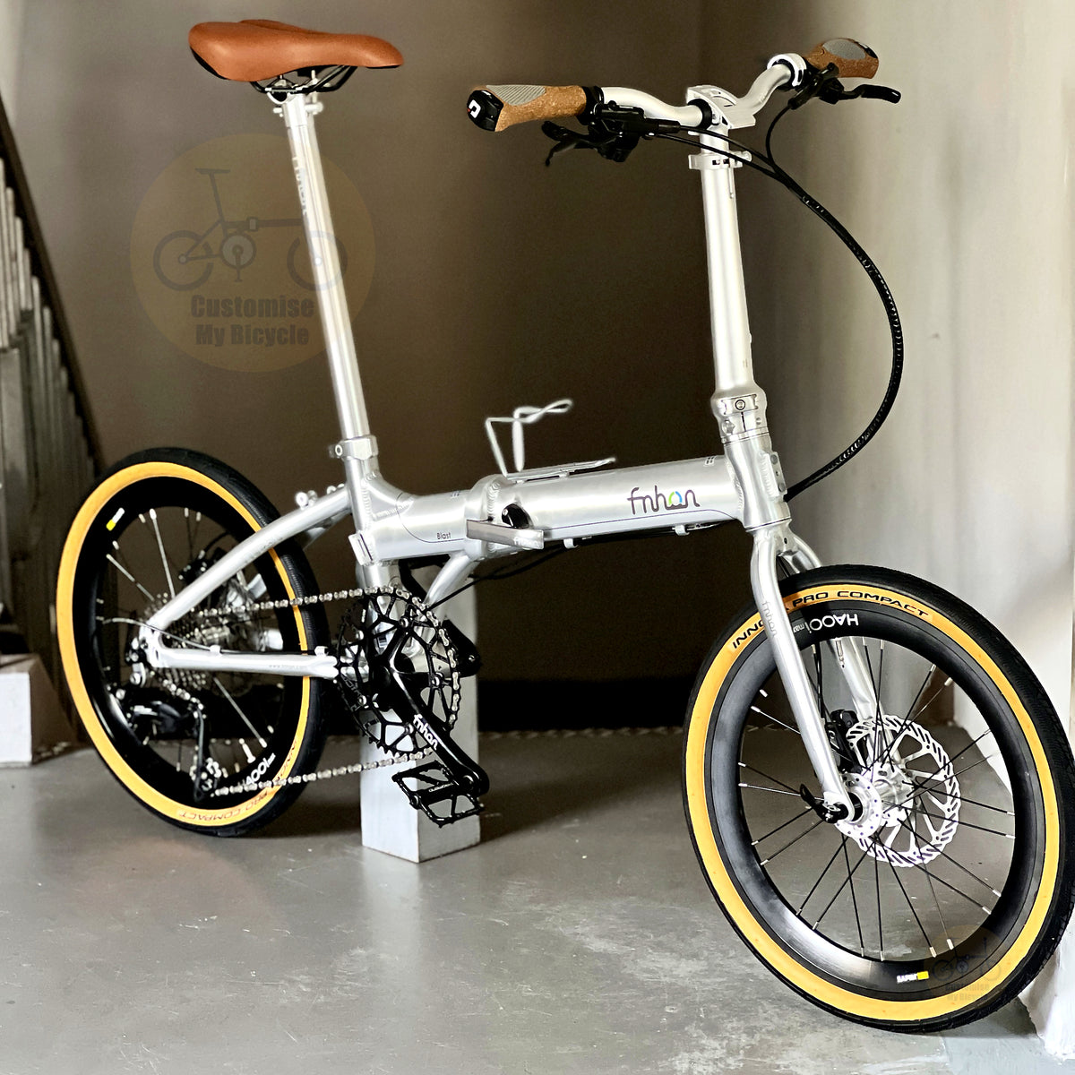 Fnhon Blast 20" Polished Silver foldable bicycle with Shimano 11 gears 105