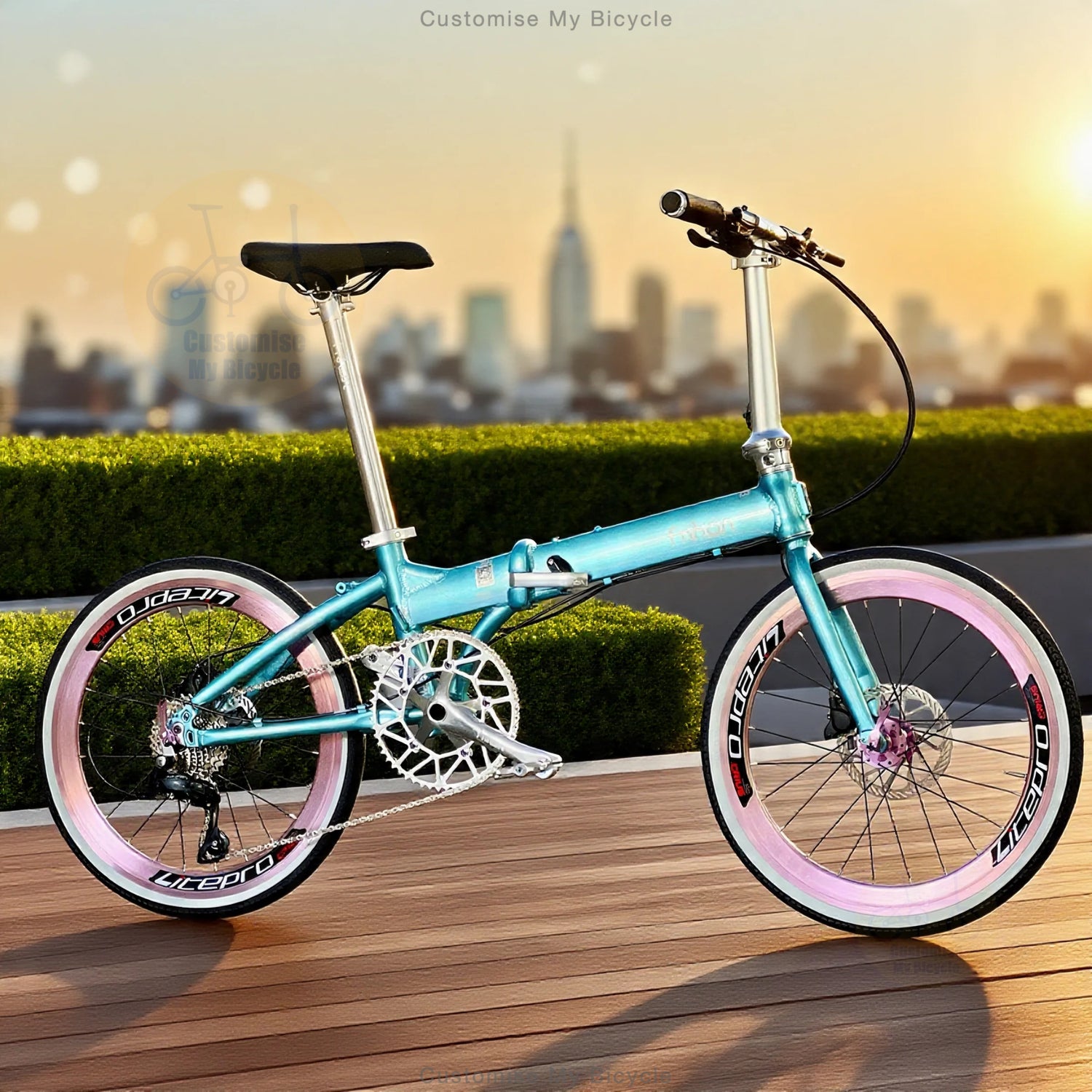 Folding Bike Fnhon Blast 22 Inch Tiffany Blue Shimano 9 Gears Lightweight Foldable Bicycle Mechanical Disc Brake Urban Commuter